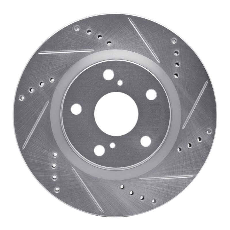 Lexus RX500 Brake Rotor (1) - Front Right - R1 Concepts - Drilled & Slotted - Silver - `16-`26